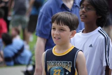 Waiting to shoot baskets