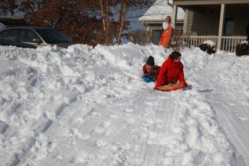 Sledding in the front